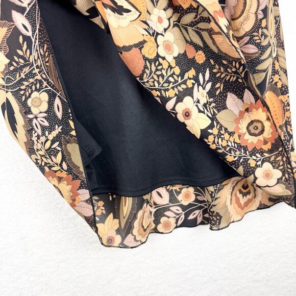 Vintage Y2K 90's Whimsigoth Dark Fairy Floral Pull On Midi/Maxi Skirt By AGB - M - Picture 8 of 13